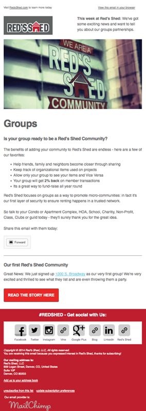 Red’s Shed Groups Email