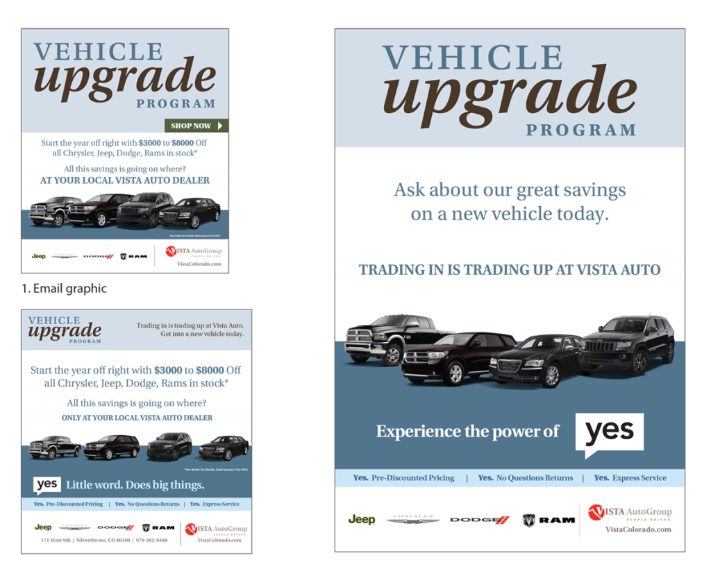 Vista Auto Ad campaign samples