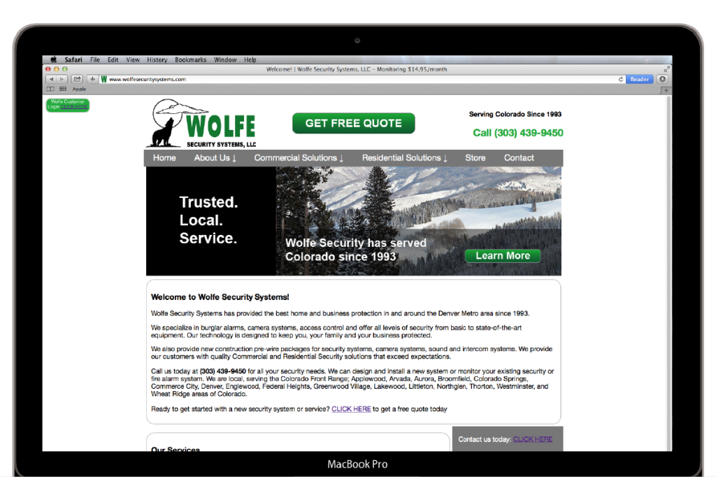 Wolfe Security Systems Index page